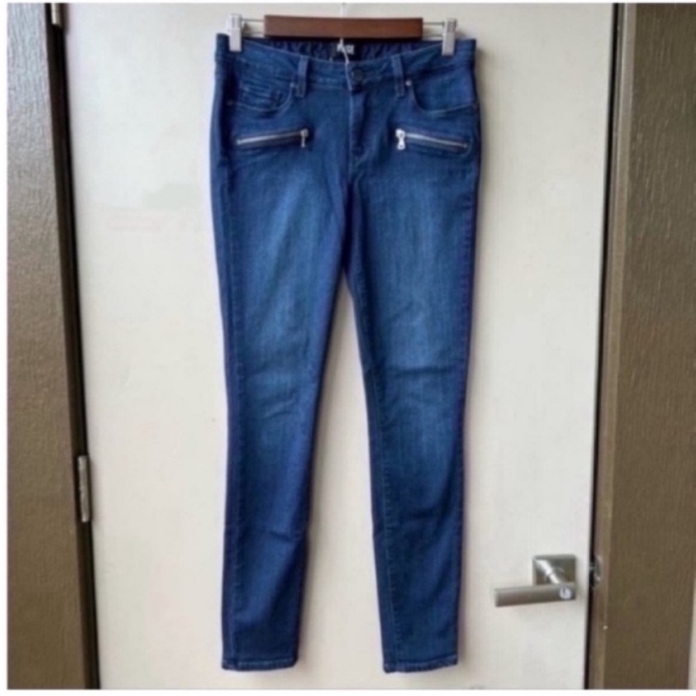 Paige Indigo Zip Front Skinny Jeans Denim Pants Size 28 Blue Wash - Picture 2 of 10